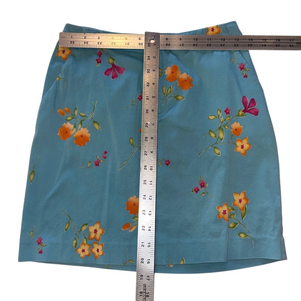 Kate Hill Women’s Skirt Cotton-Blend Blue Floral Mini Size 2 Petite - Picture 6 of 6
